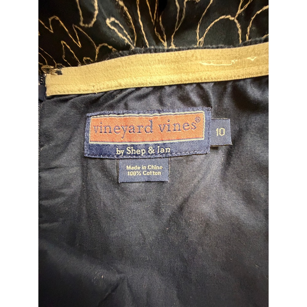Vineyard Vines Navy Blue Embroidered Sea Shell Halter Dress Womens 10 Nautical - Picture 6 of 6
